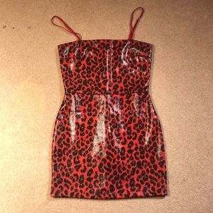 Red Cheetah Print Tight Dress